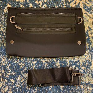 Caraa xAthleta black neoprene sling fanny pack belt bag zipper pockets+adj strap